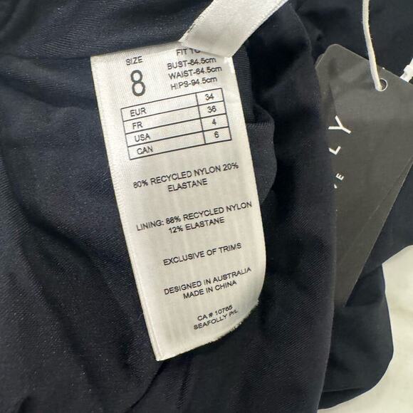 Seafolly Women's Black Collective V Neck One Piece Size 4 NWT - Picture 8 of 13